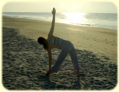 early morning yoga at the beach